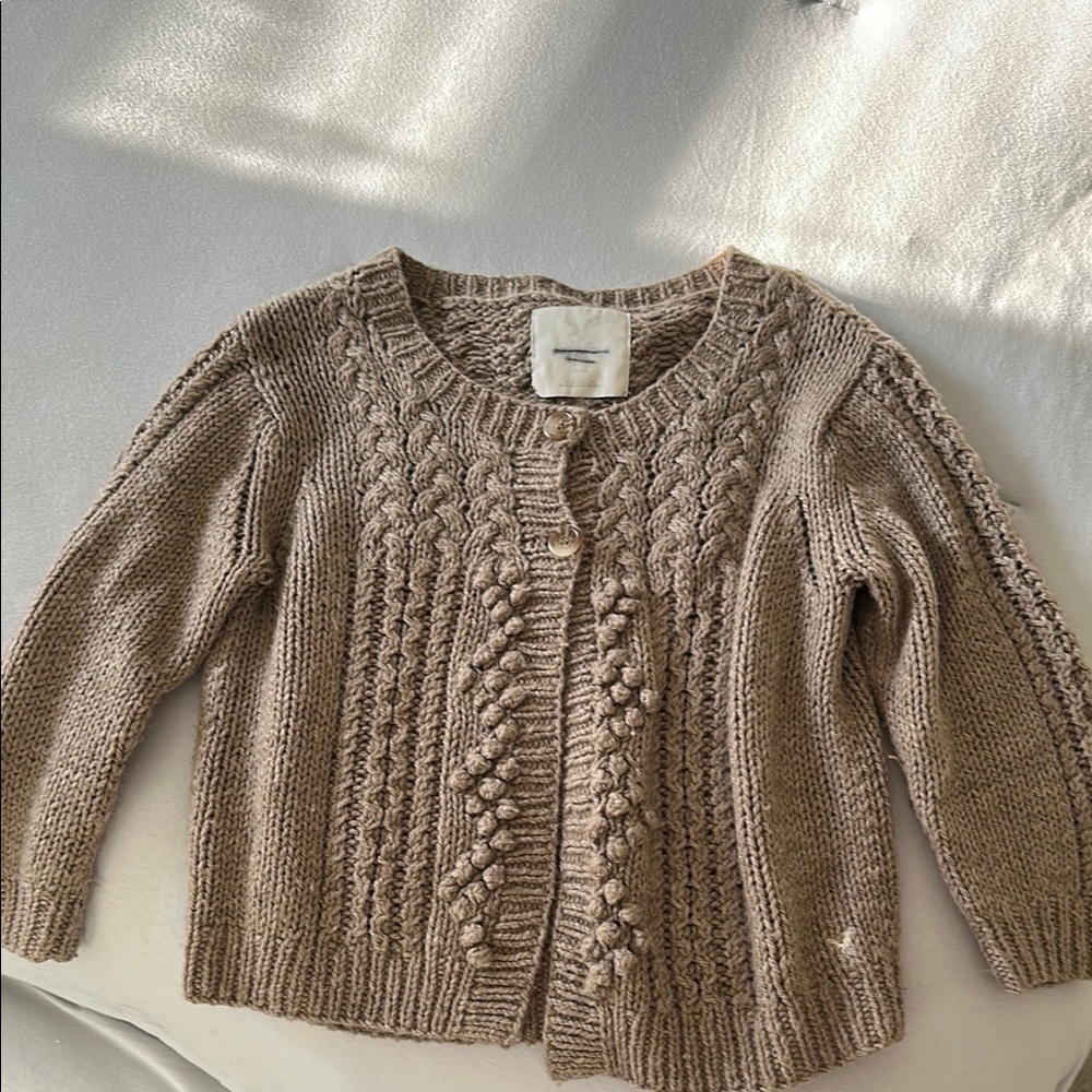 American Eagle Outfitters Tan Cable Knit Cardigan Sweater